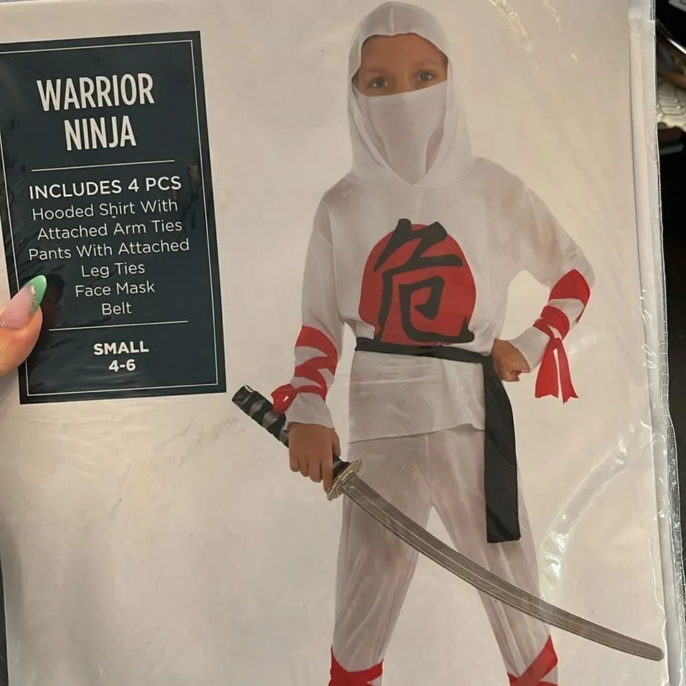Warrior Ninja Costume in White and Red